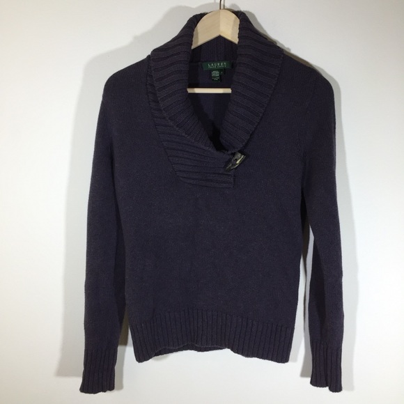 Ralph Lauren purple cowl neck sweater cotton small - Picture 2 of 5